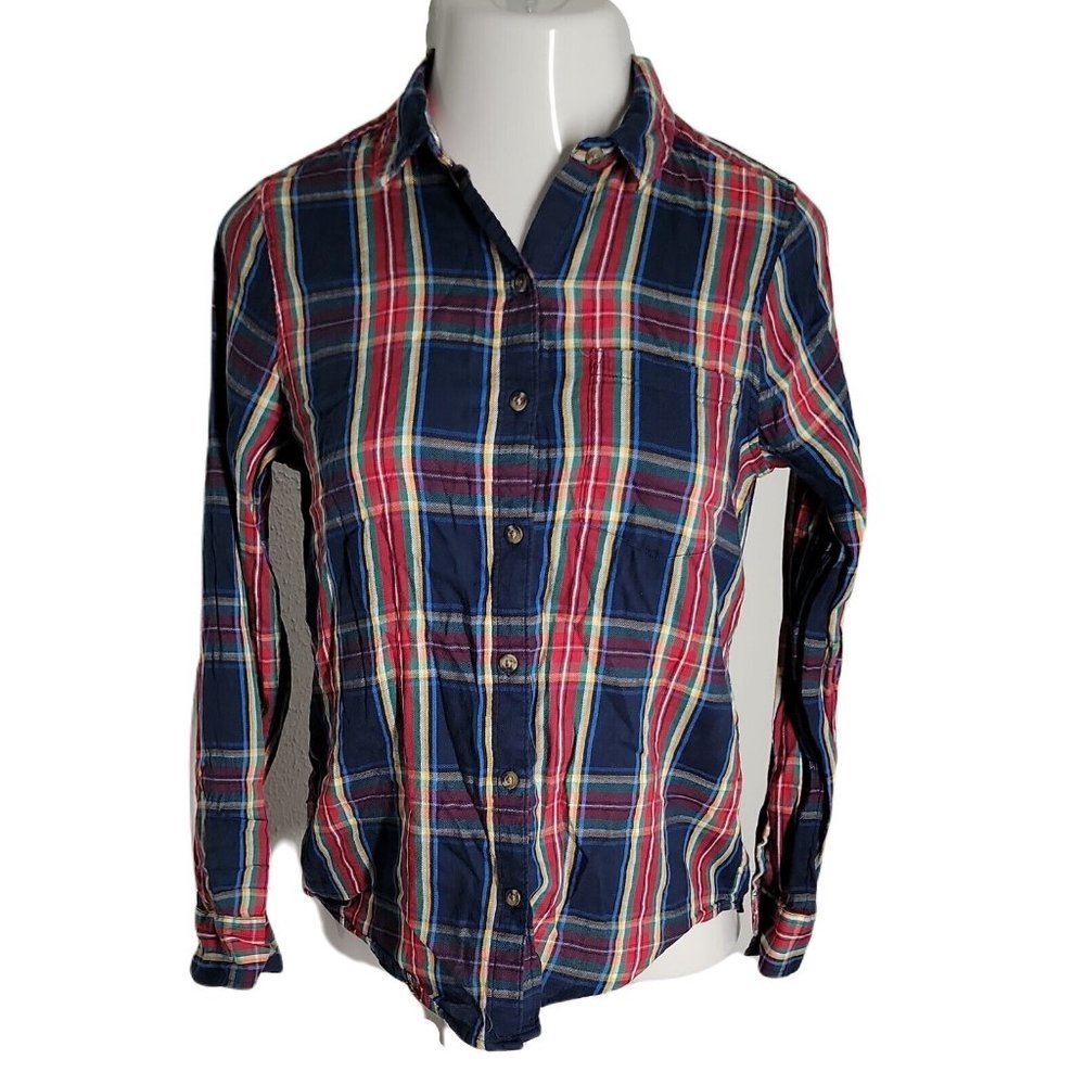 SO Favorite Button Up Collared Shirt ~ Sz M ~ Blue, Red, Green Plaid